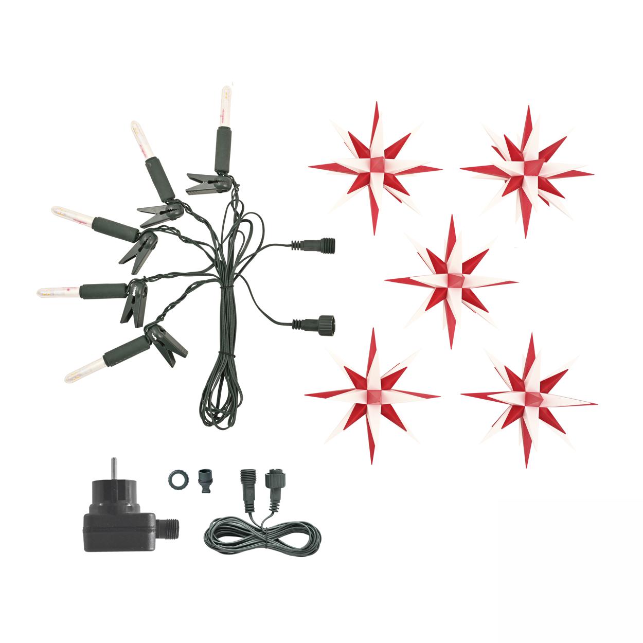 Sternenkette - Kurzkette/Erweiterung 5 Sterne - rot/weiß - 13 cm Herrnhuter Sterne