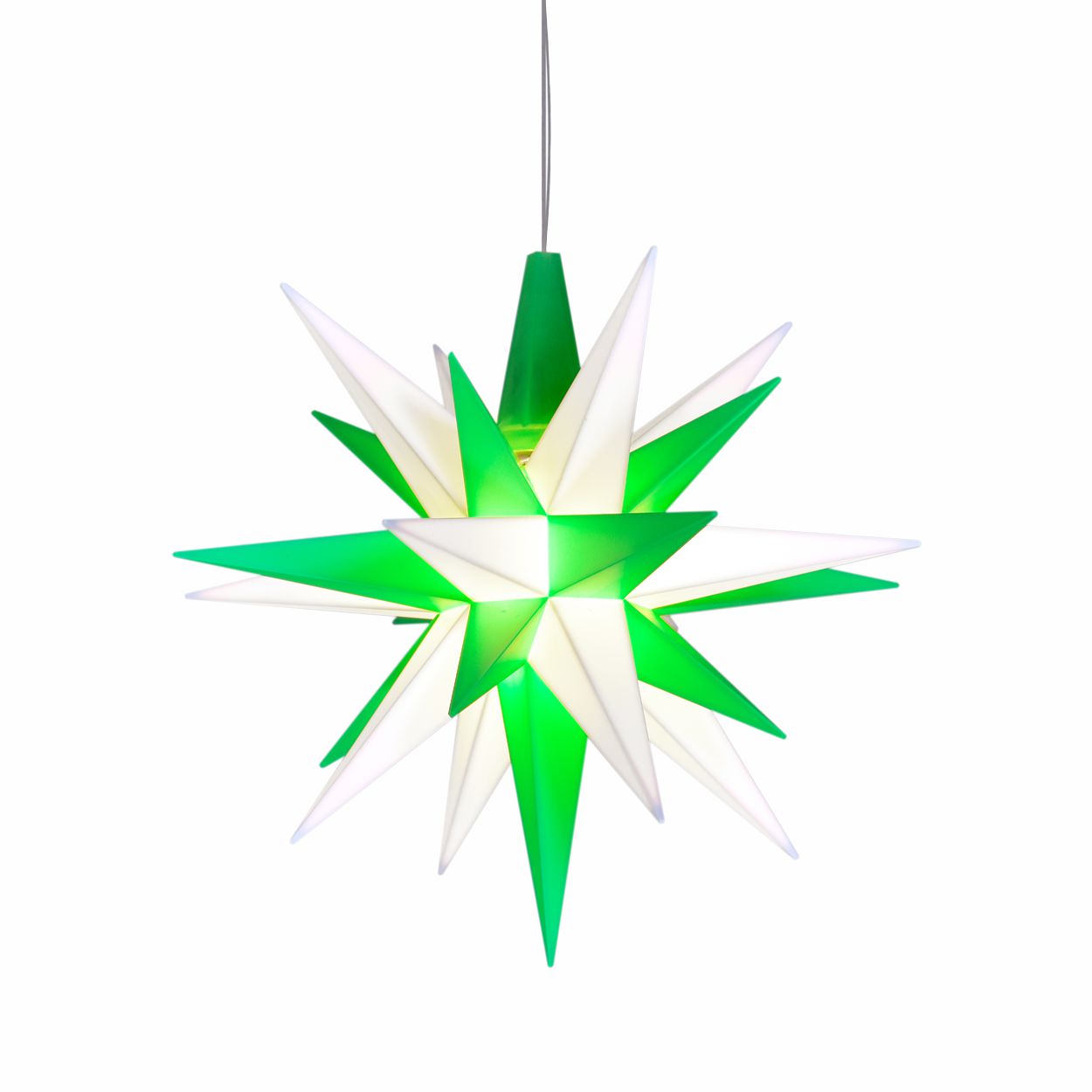 Ministern mit LED - grün/weiß - Herrnhuter Stern 13 cm