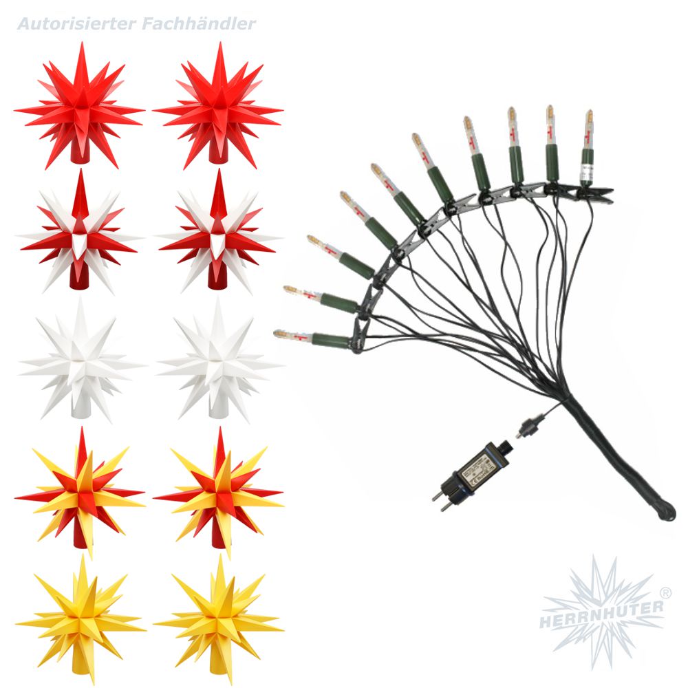 LED Sternenkette - sterne-shop Farbedition 1 rot/gelb - 10er Kette Herrnhuter Sterne