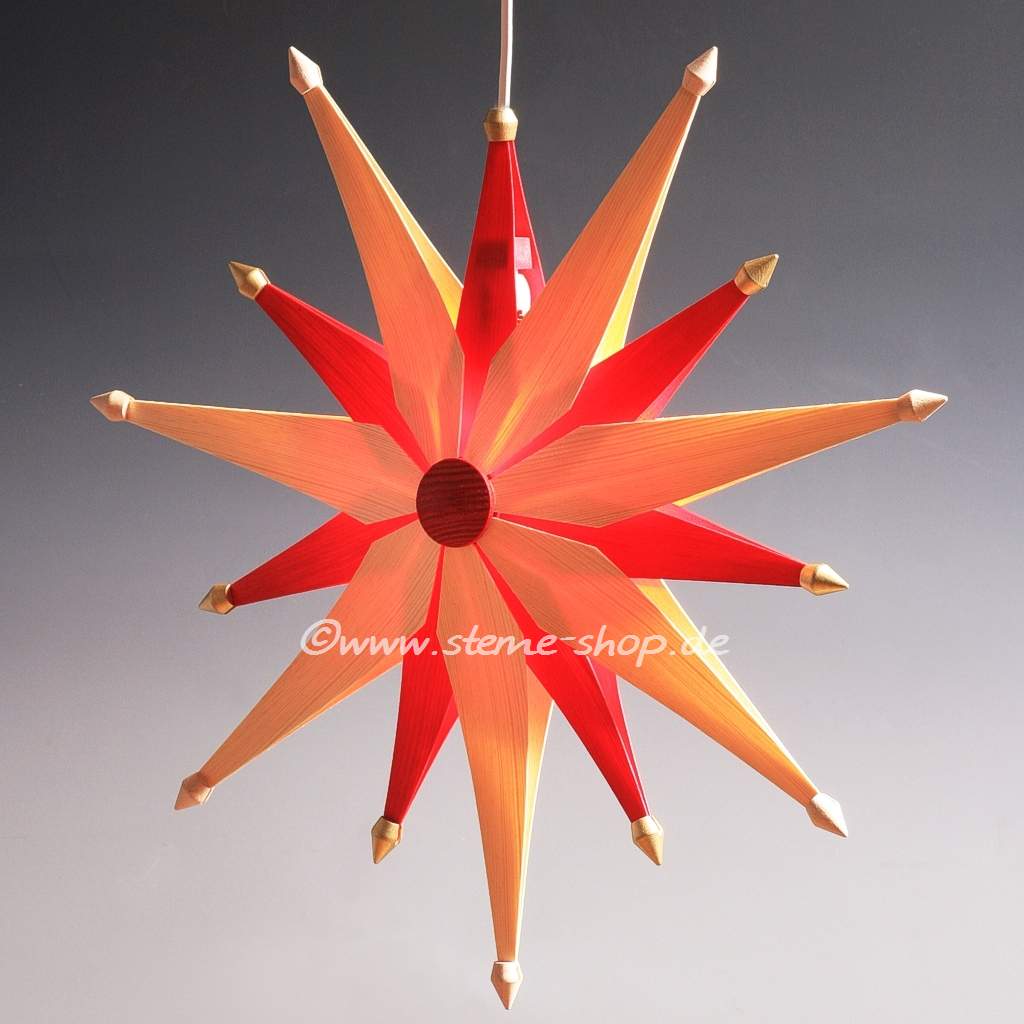 Holzstern 48 cm natur/rot