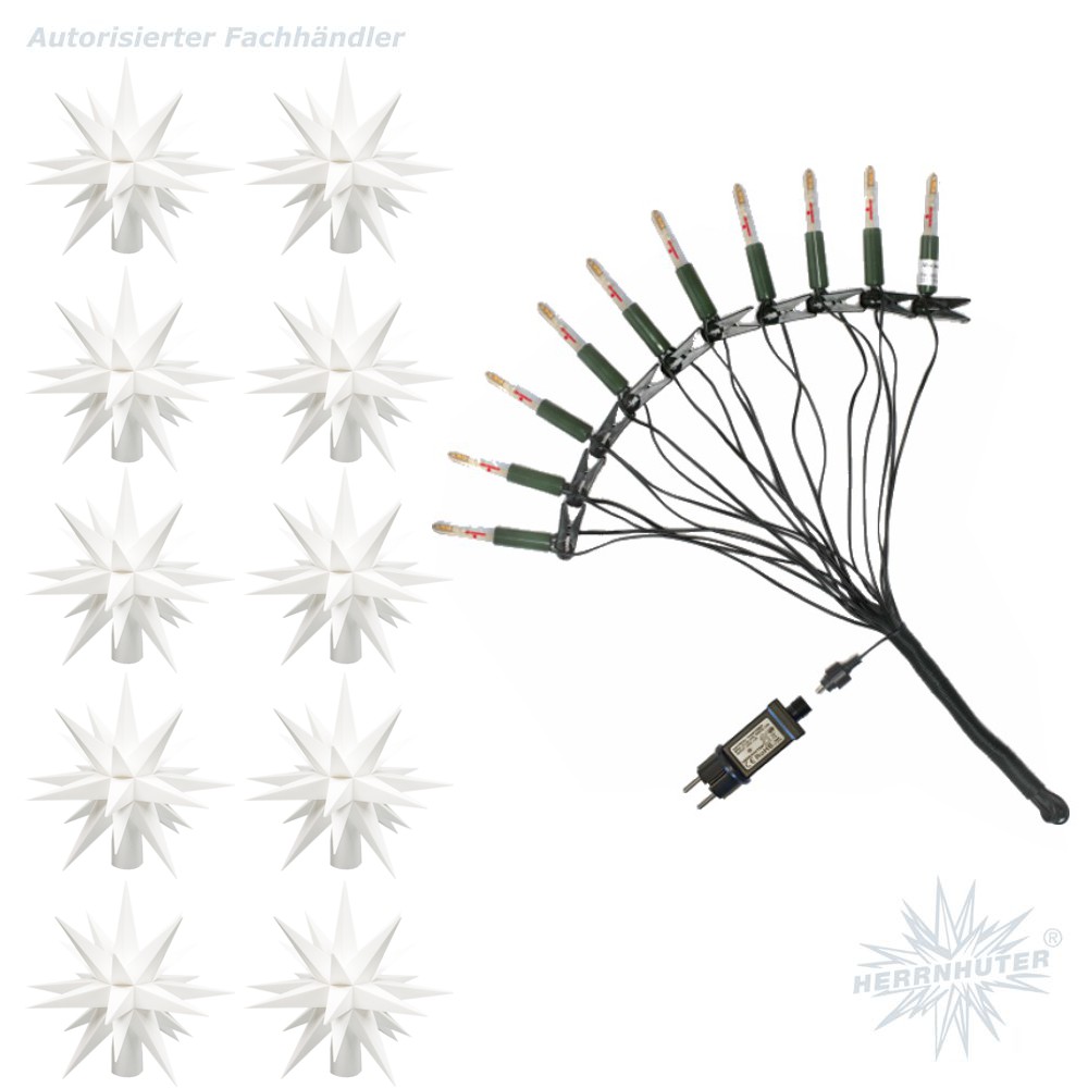 LED Sternenkette - weiß - 10er Kette Herrnhuter Sterne