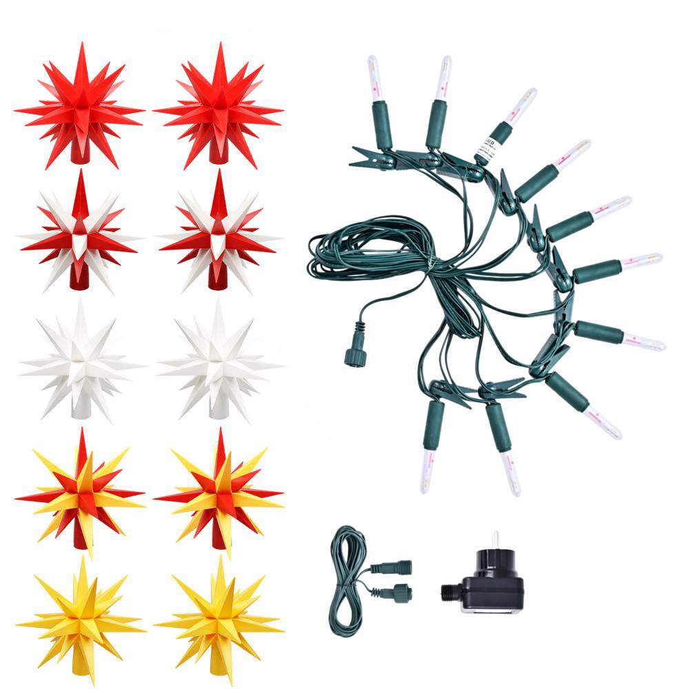 LED Sternenkette  - 10er Kette rot/gelb Mix 13 cm Herrnhuter Sterne