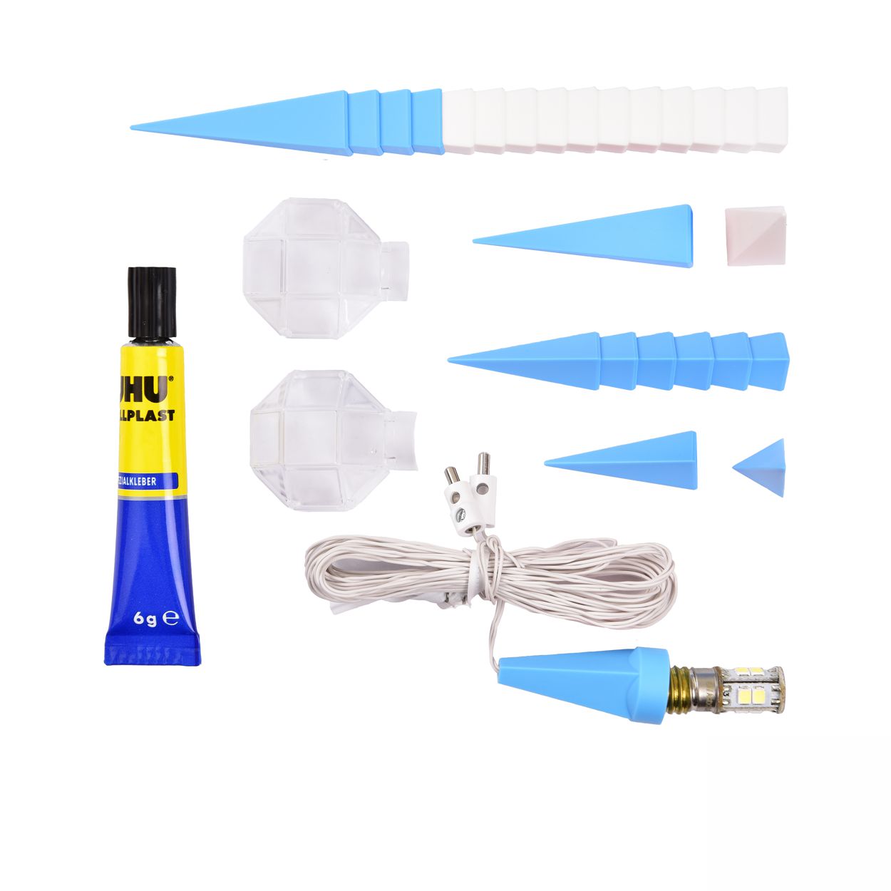 Bastelstern mit LED - weiß/blau - Herrnhuter Stern 13 cm