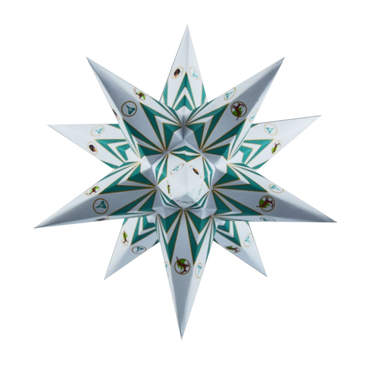 Motivstern grün/weiß Seiffener Kirchenstern 16 cm ohne Beleuchtung