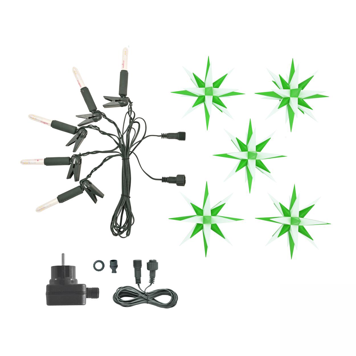 Sternenkette - Kurzkette/Erweiterung 5 Sterne - grün/weiß - 13 cm Herrnhuter Sterne