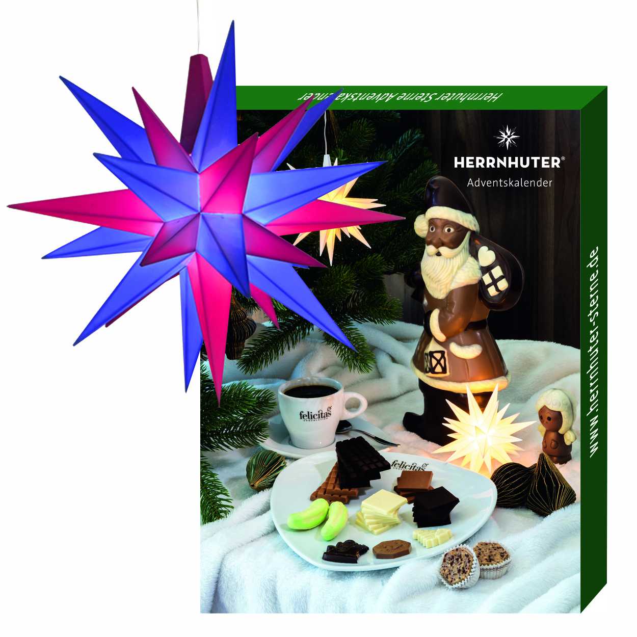 Adventskalender 2025 Stern dunkelblau/magenta - Herrnhuter Stern