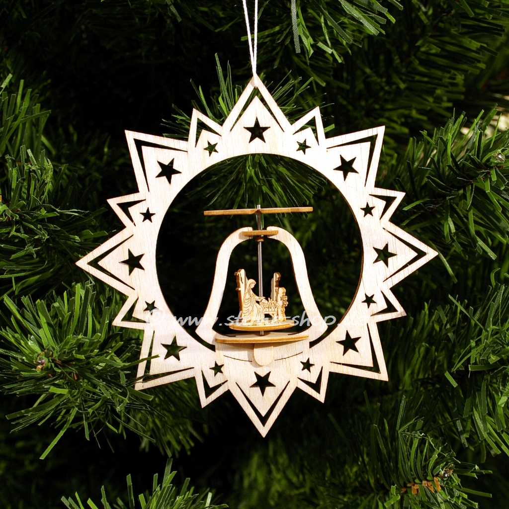 Baumbehang - Stern mit drehender Pyramide Spitzbogen/Krippe