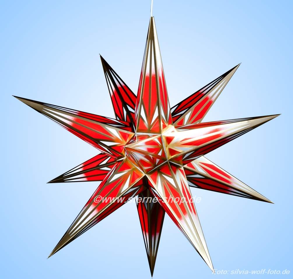 Haßlauer Weihnachtsstern rot/weiß/gold für Innen 65 cm