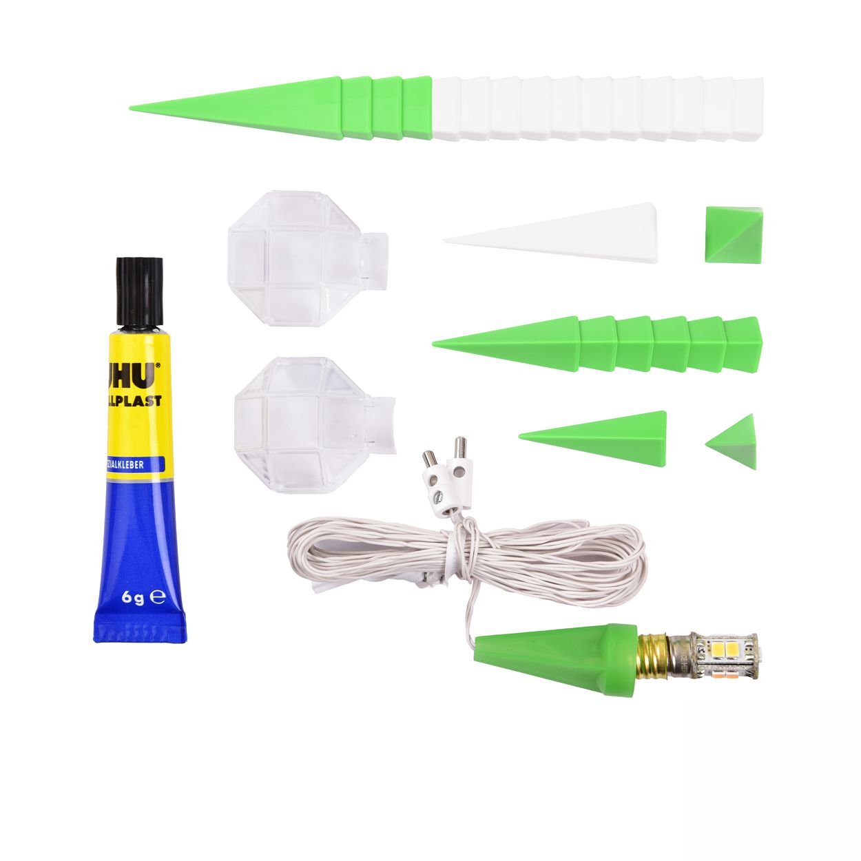 Bastelstern mit LED - grün/weiß - Herrnhuter Stern 13 cm