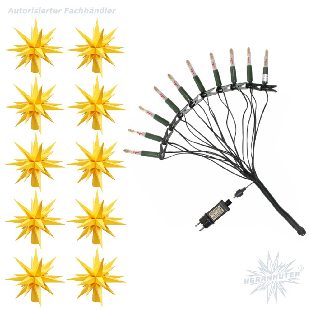 LED Sternenkette - gelb - 10er Kette Herrnhuter Sterne