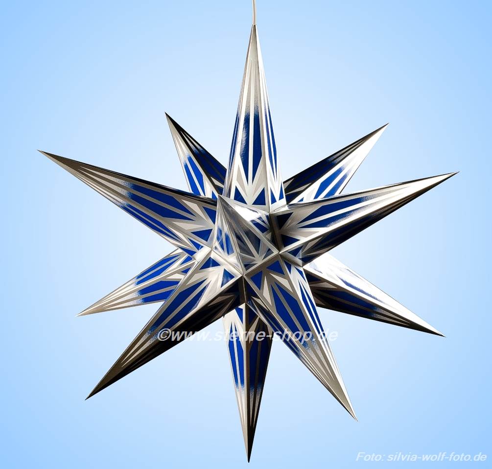 Haßlauer Weihnachtsstern blau/weiß/silber für Innen 65 cm