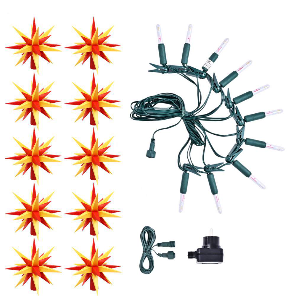 LED Sternenkette  - 10er Kette gelb/rote 13 cm Herrnhuter Sterne