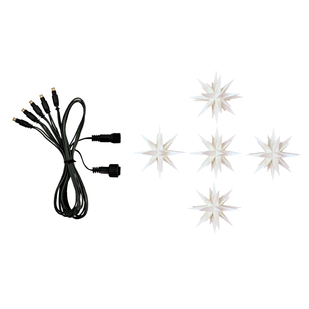 Miniatur-Sternenkette - weiß - Kurzkette/Erweiterung 5 Sterne - 8 cm Herrnhuter Sterne