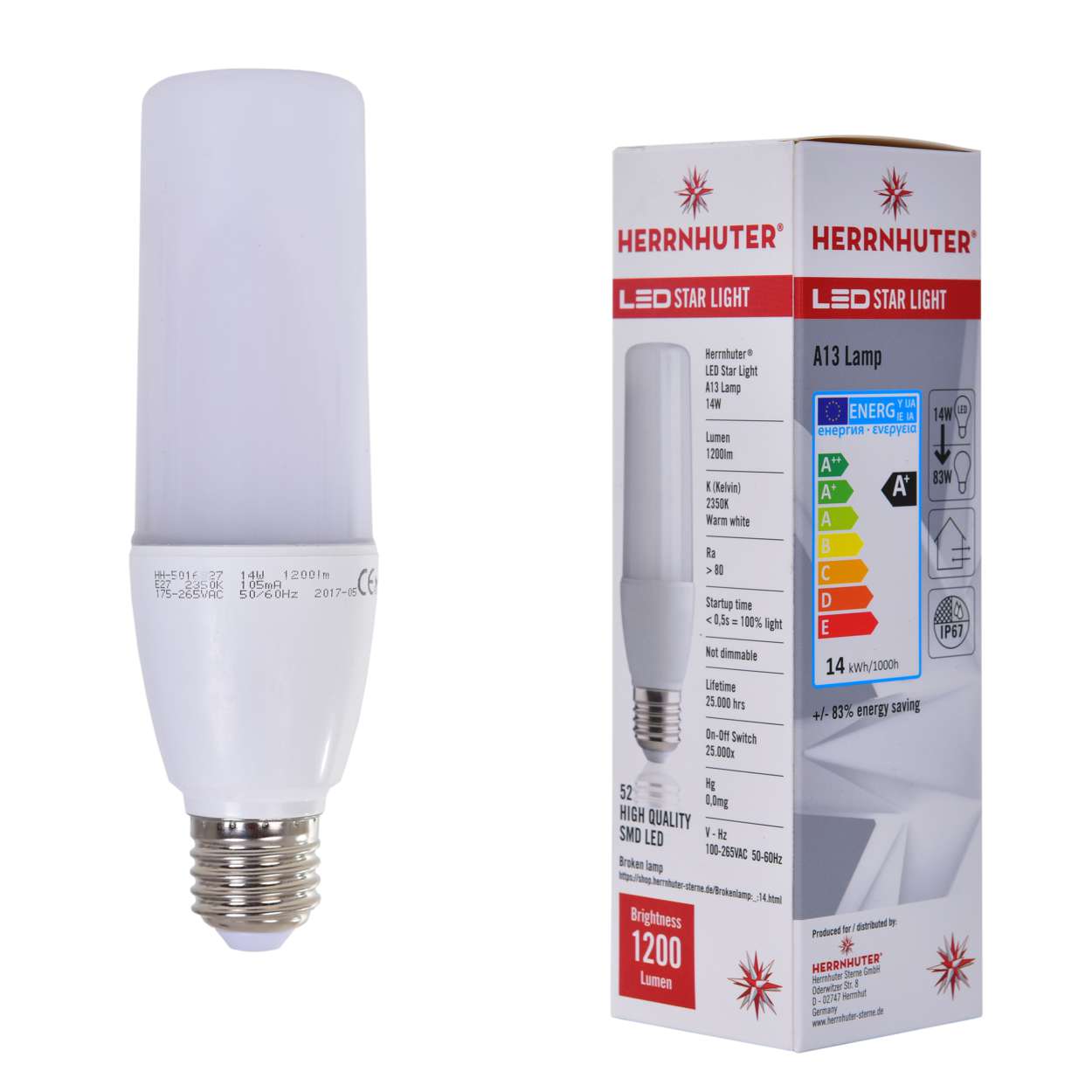 LED-Leuchtmittel für Maxi-Außensterne A13 - Herrnhuter Stern - 14 Watt