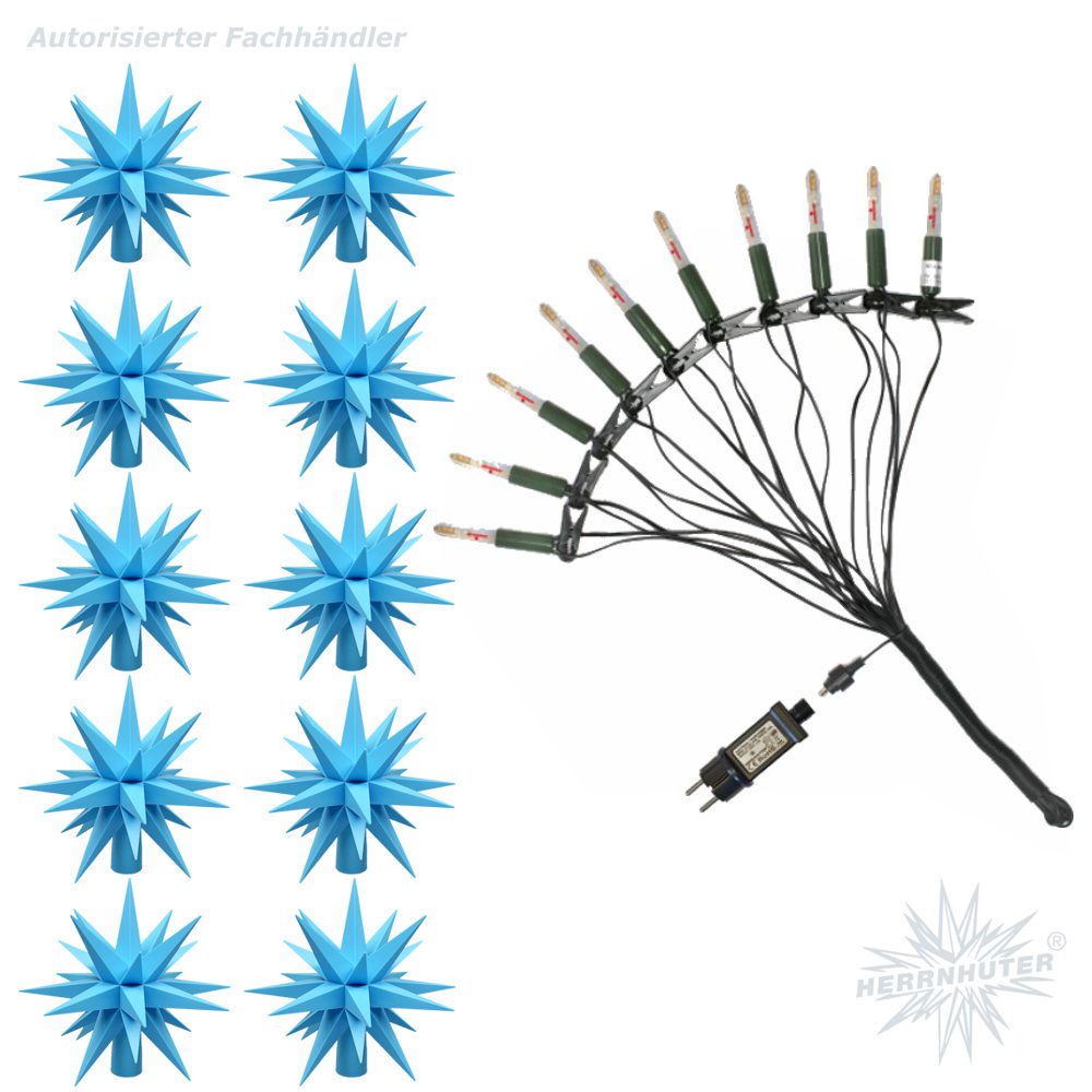 LED Sternenkette - blau - 10er Kette Herrnhuter Sterne