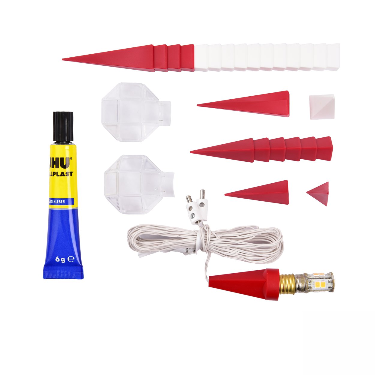 Bastelstern mit LED- weiß/rot - Herrnhuter Stern 13 cm