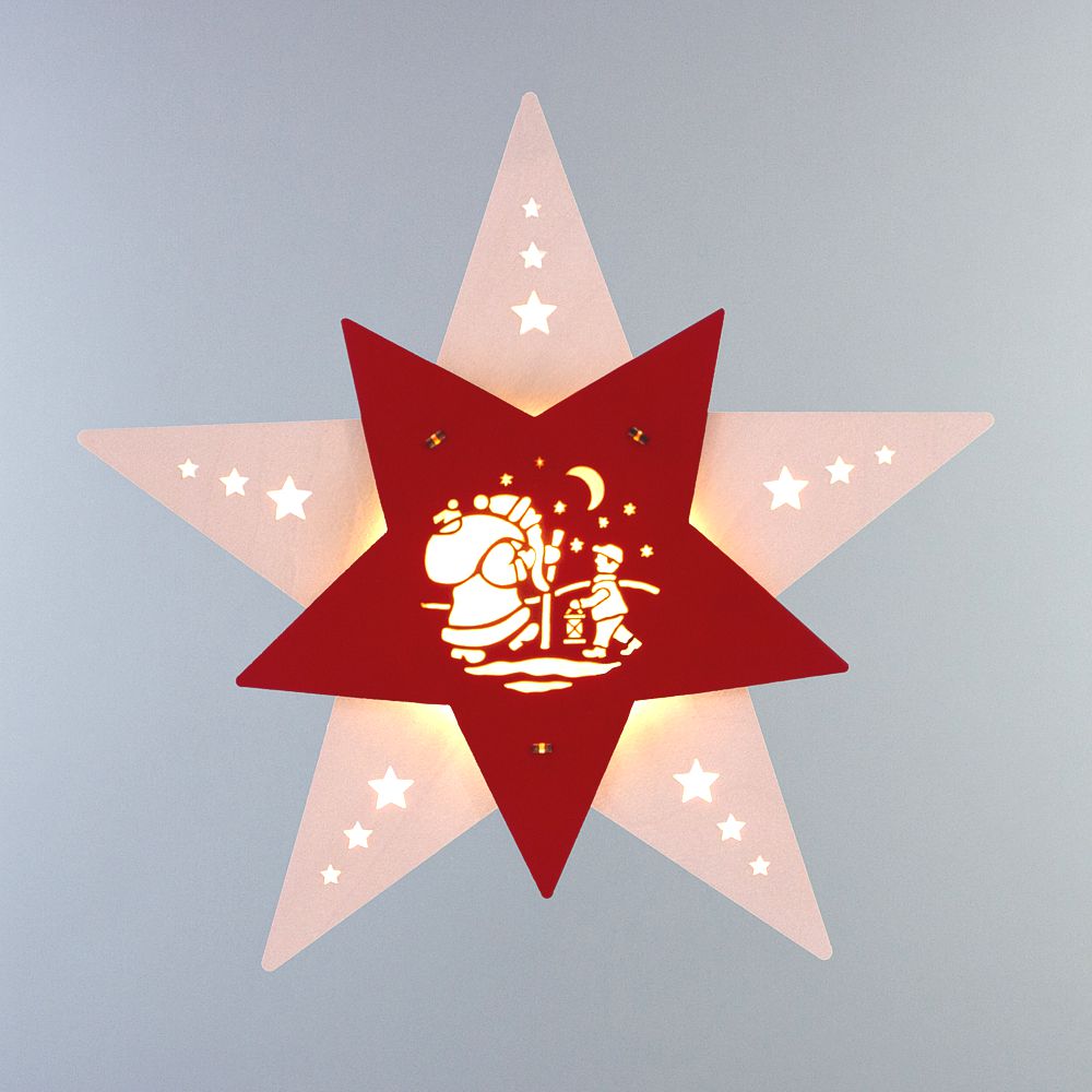 Fensterbild Stern - Knecht Ruprecht, mit LED Beleuchtung, 30,5 cm