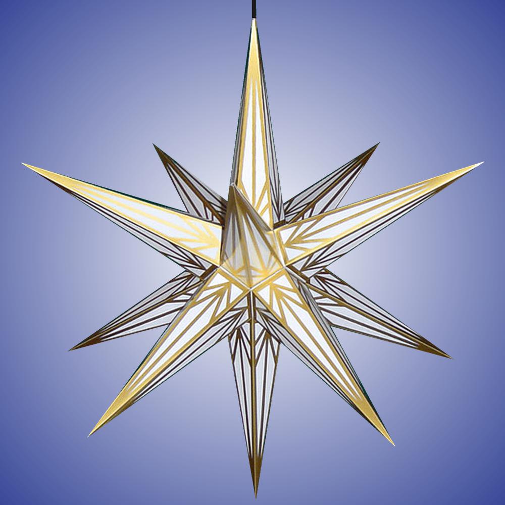 Haßlauer Weihnachtsstern weiß mit gold - für Außen 75 cm