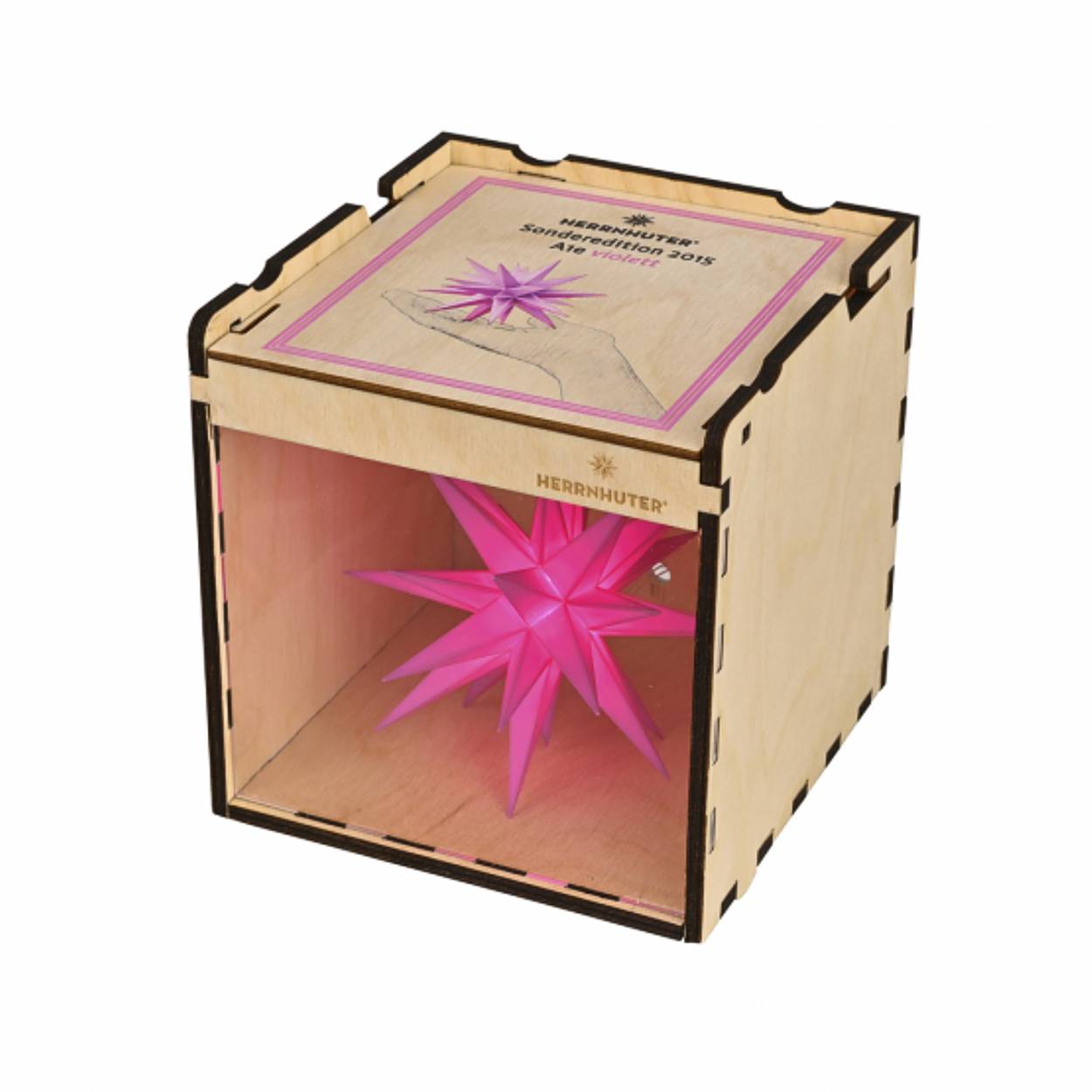 Präsentations und Sammelbox für Sonderedition 2015 / lila - Herrnhuter Ministern 13 cm