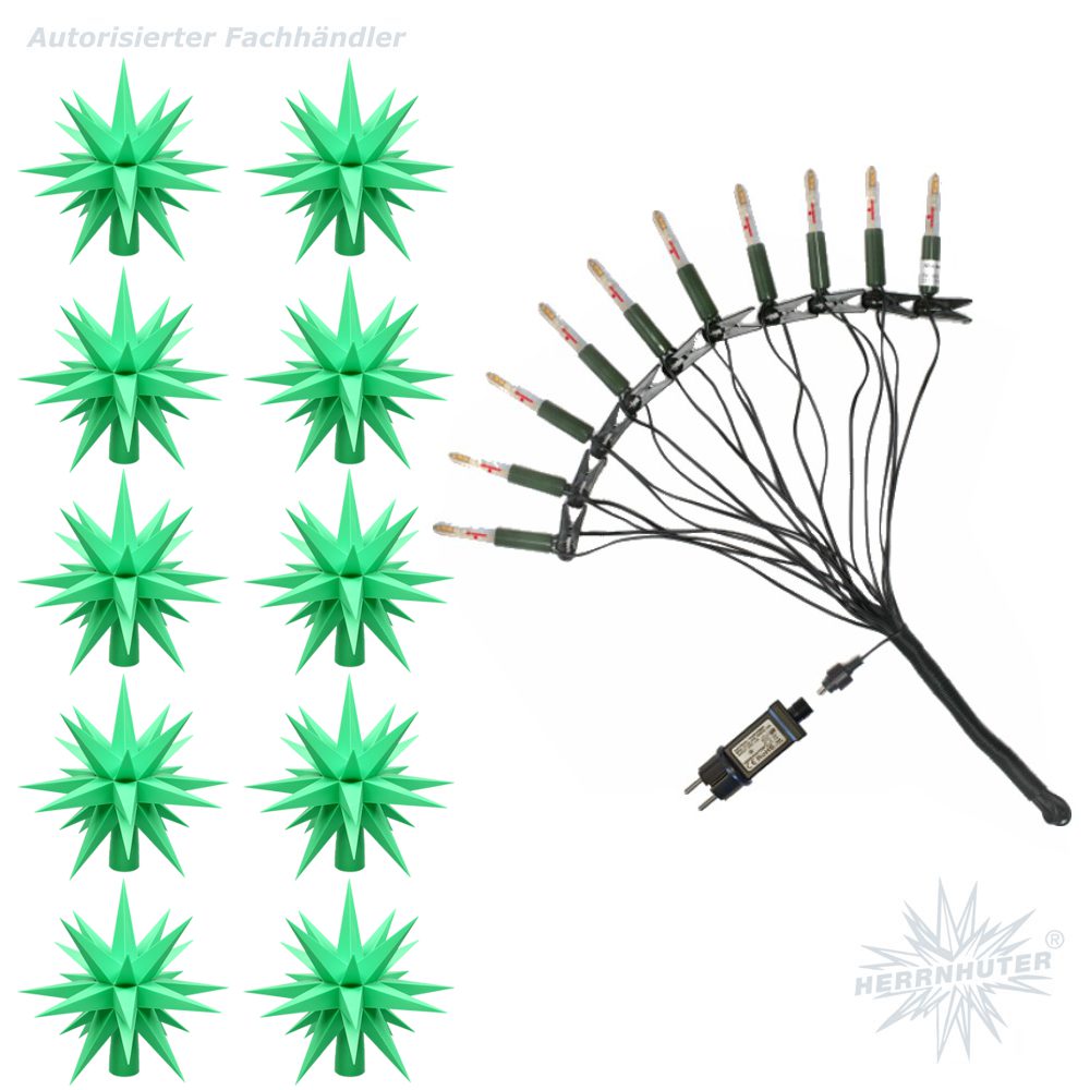LED Sternenkette - grün - 10er Kette Herrnhuter Sterne