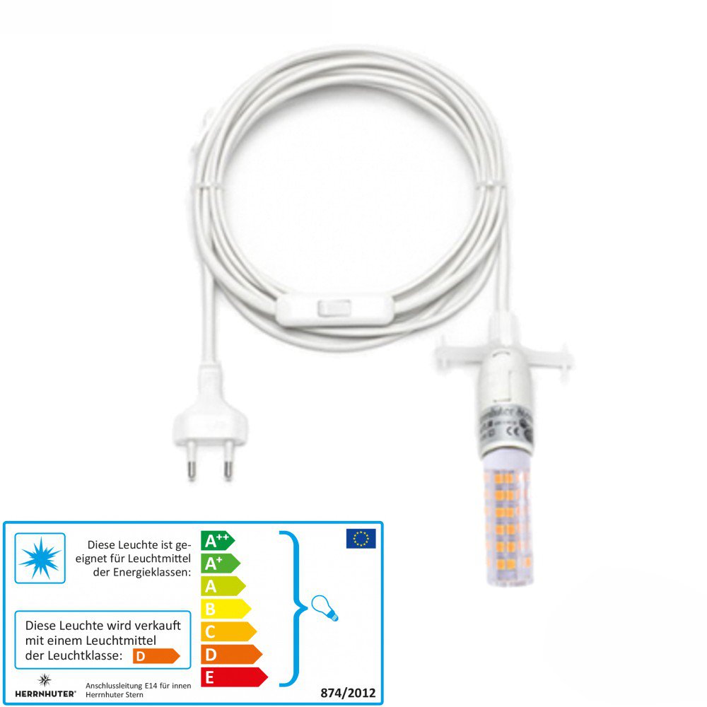 6 m Innenkabel für Herrnhuter Sterne aus Papier - mit LED-Leuchtmittel