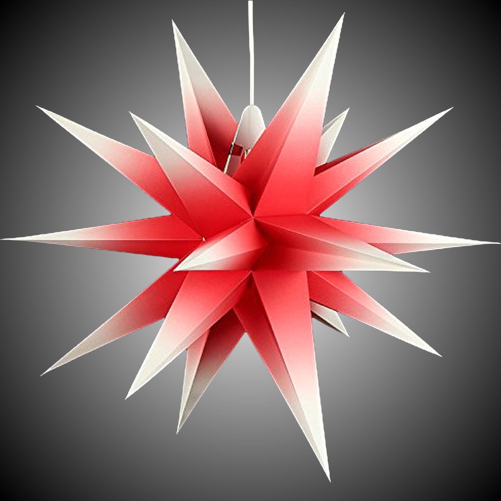 Erzgebirgischer Faltstern rot mit weißen Spitzen