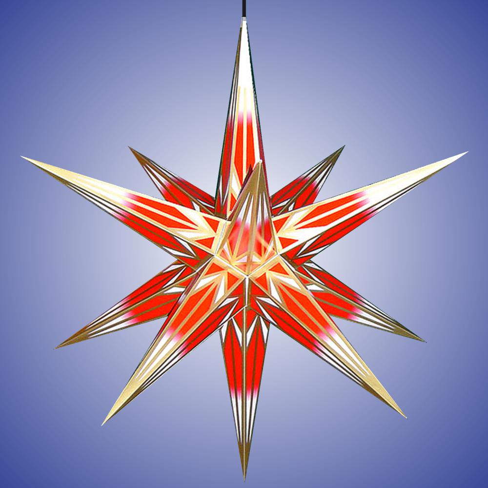 Haßlauer Weihnachtsstern weiß/rot mit gold - für Außen 75 cm