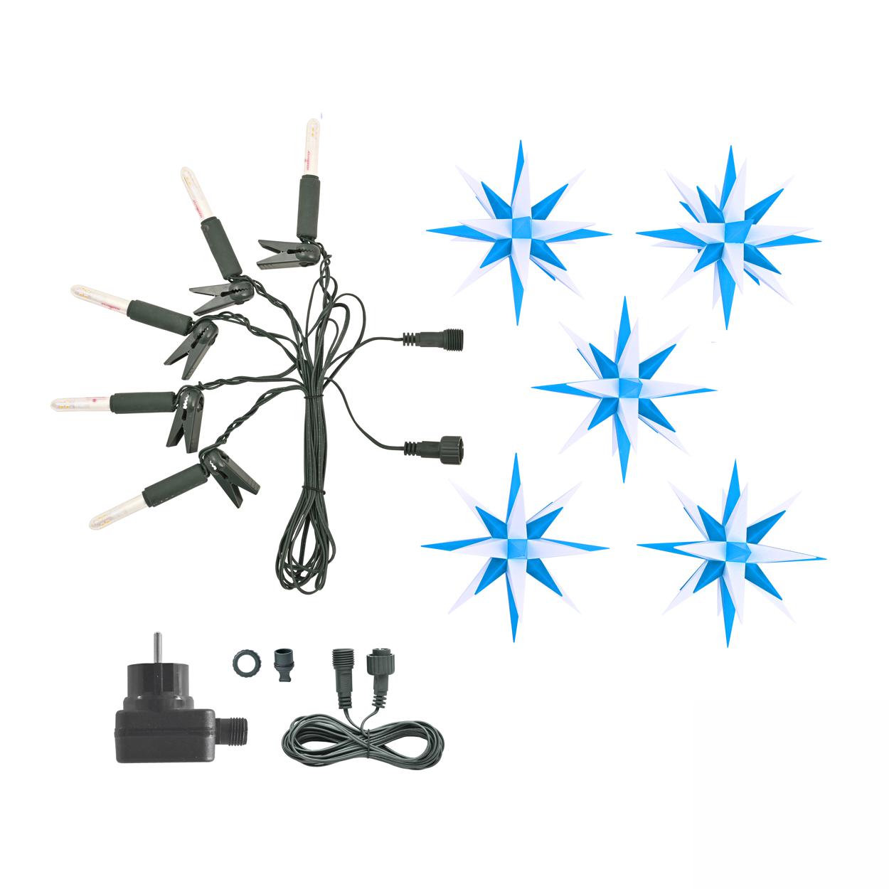 Sternenkette - Kurzkette/Erweiterung 5 Sterne - blau/weiß - 13 cm Herrnhuter Sterne