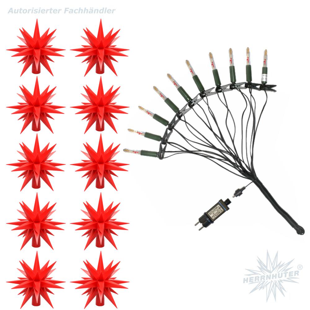 LED Sternenkette - rot - 10er Kette Herrnhuter Sterne