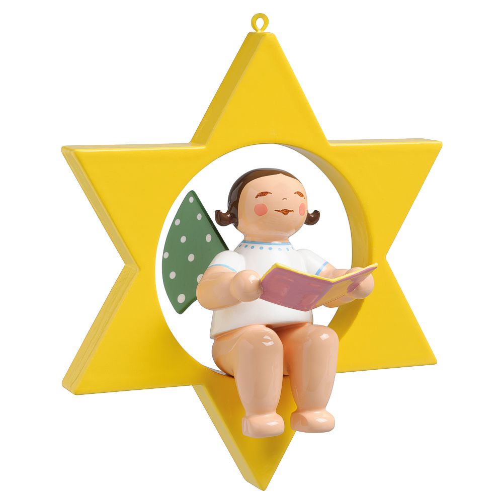 Artikel Bild: kleiner Christbaumengel von Wendt und Kühn - mit Liederbuch auf Stern