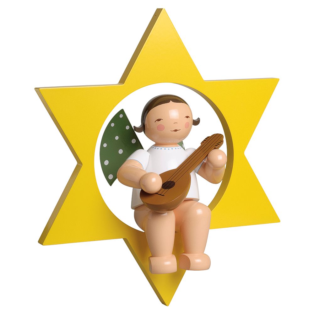 Artikel Bild: großer Engel von Wendt & Kühn - mit Mandoline im Stern - groß