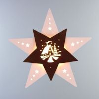 Fensterbild Stern - Waldhütte, mit LED Beleuchtung, 30,5 cm
