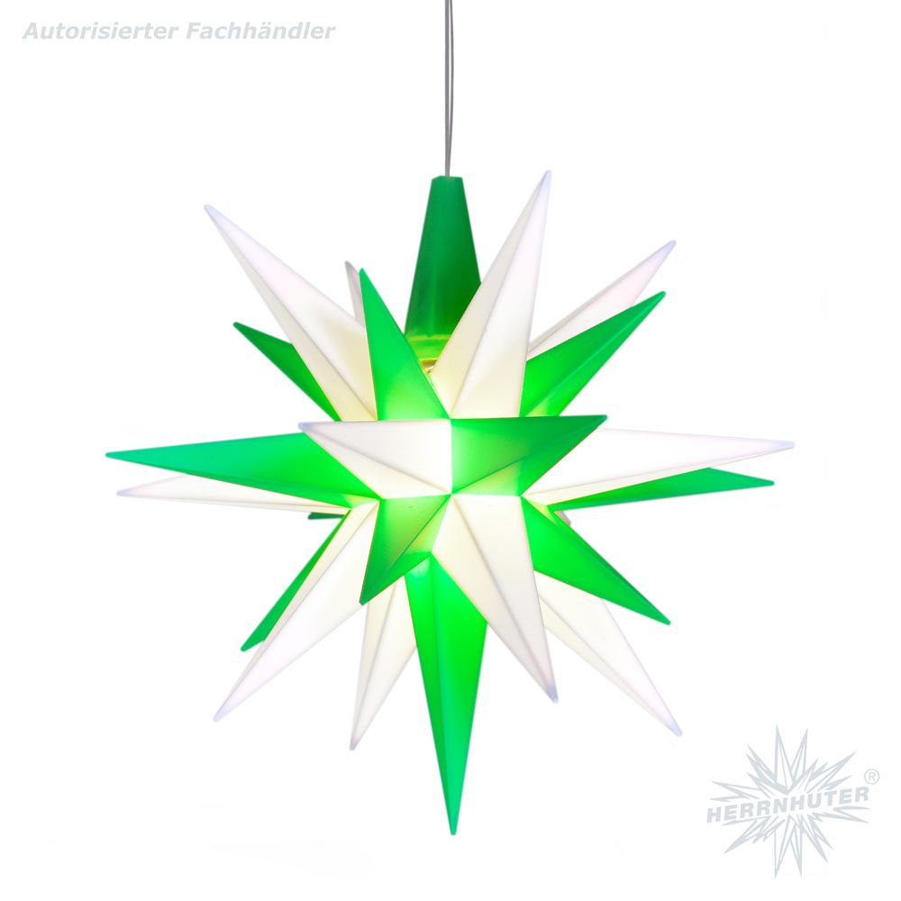 Bastelstern mit LED - grün/weiß - Herrnhuter Stern 13 cm - 345 - 193 - 0 - 1
